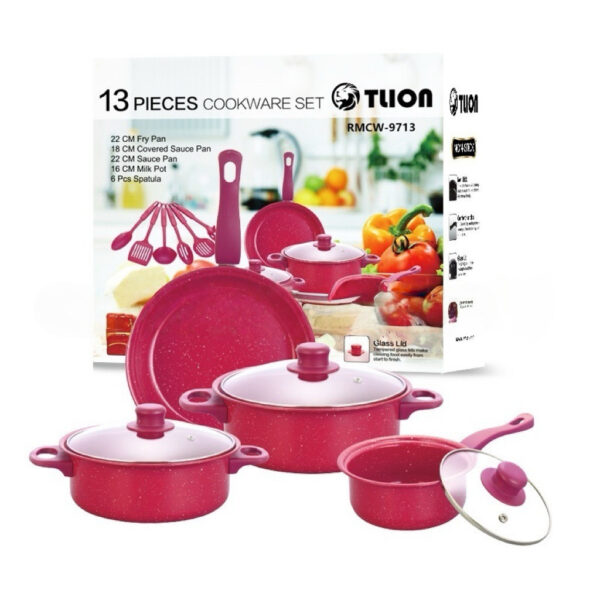 13-Piece Non-Stick Cookware Set – Pots, Frying Pans, Lids & Utensils