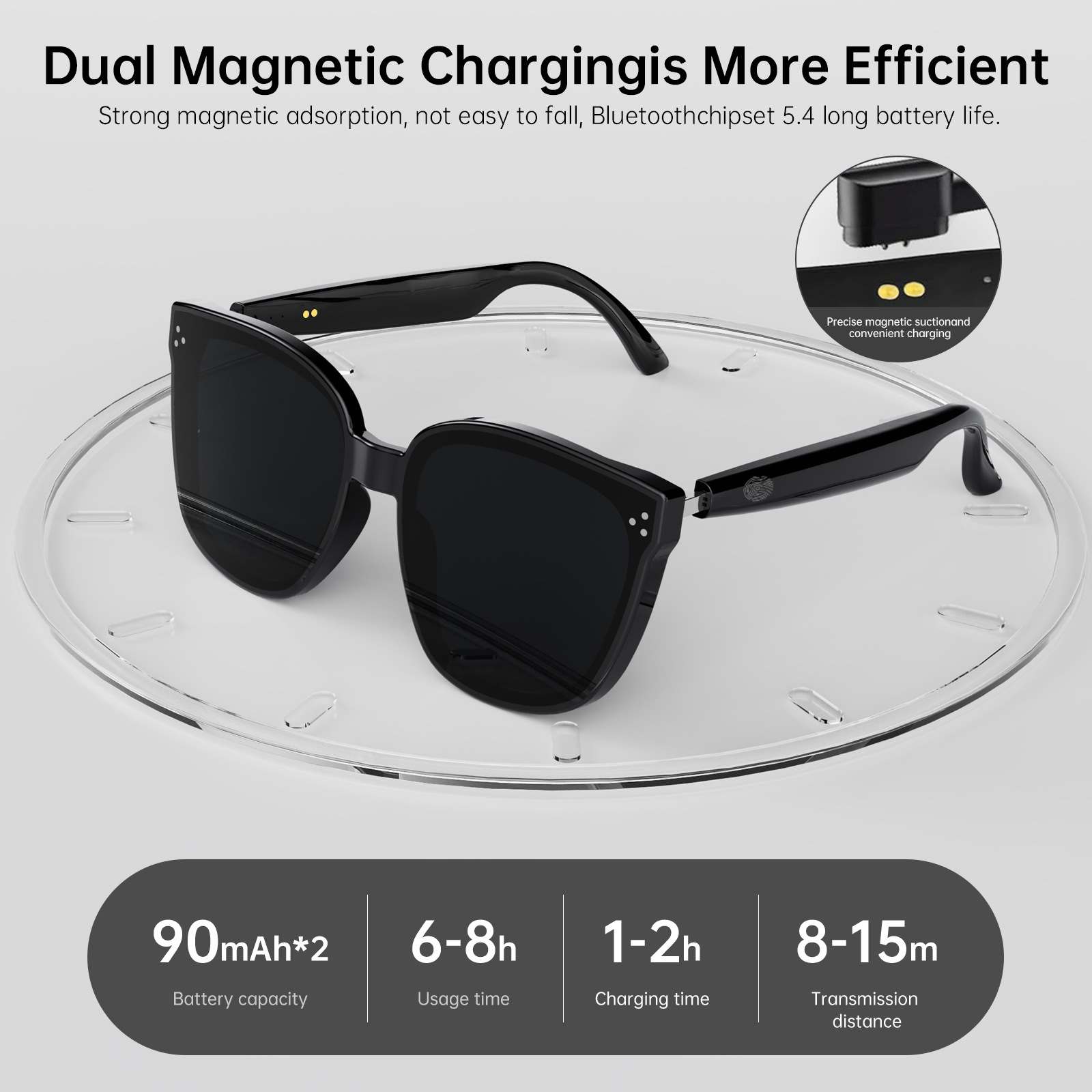 Bluetooth Audio Sunglasses – Open-Ear Music, Calls & App Translation