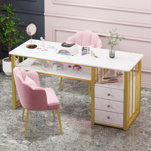 Modern Manicure Nail Table with 3 Drawers – 120cm